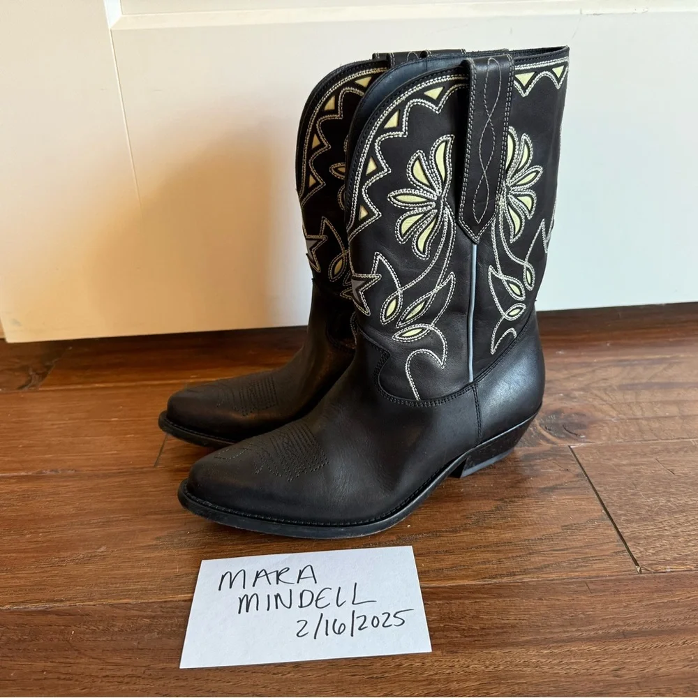 Golden Goose Wish Star Boot in Black and Yellow Embroidery 7 - Picture 3 of 10
